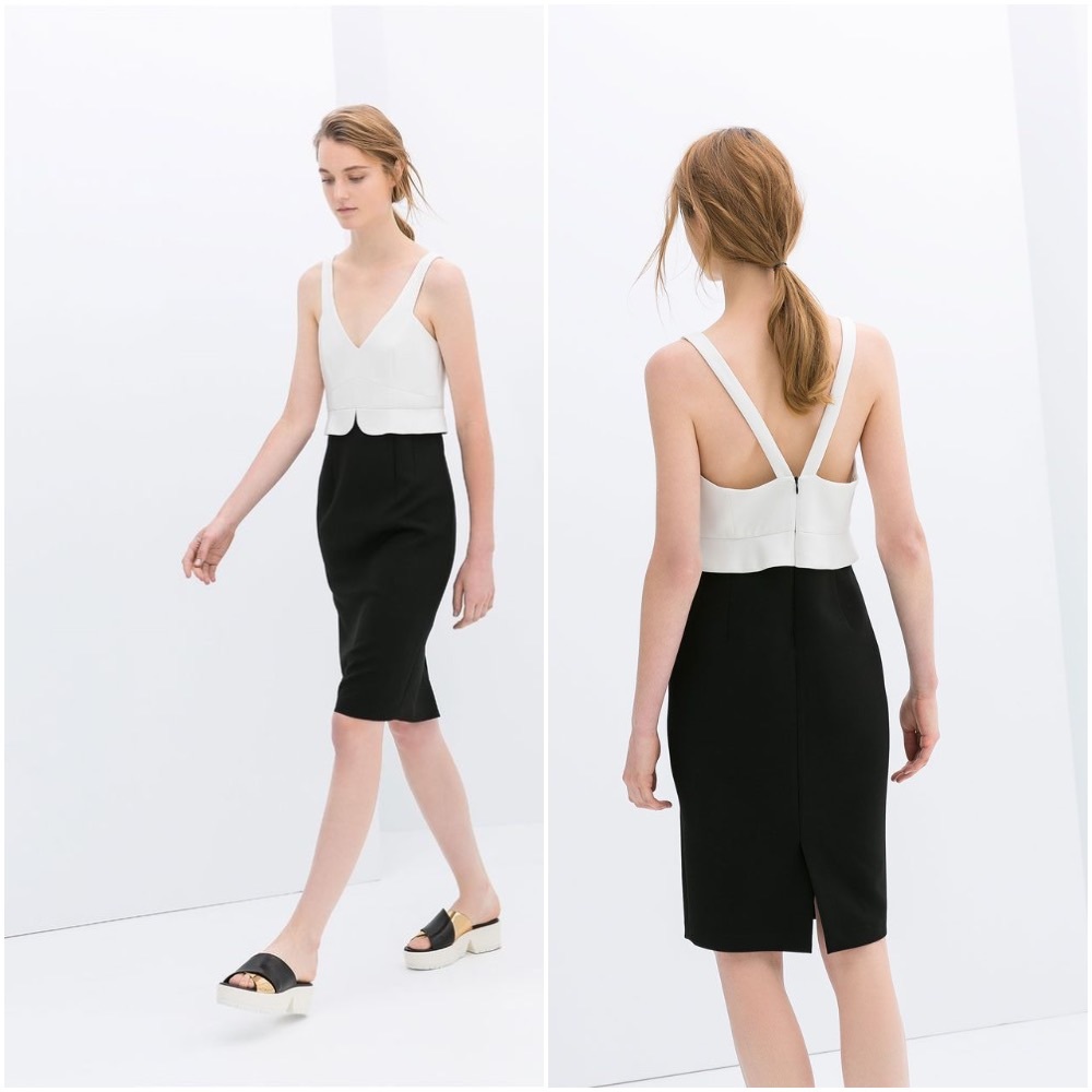 ZARA Two Tone Peplum Pencil Dress sz Medium